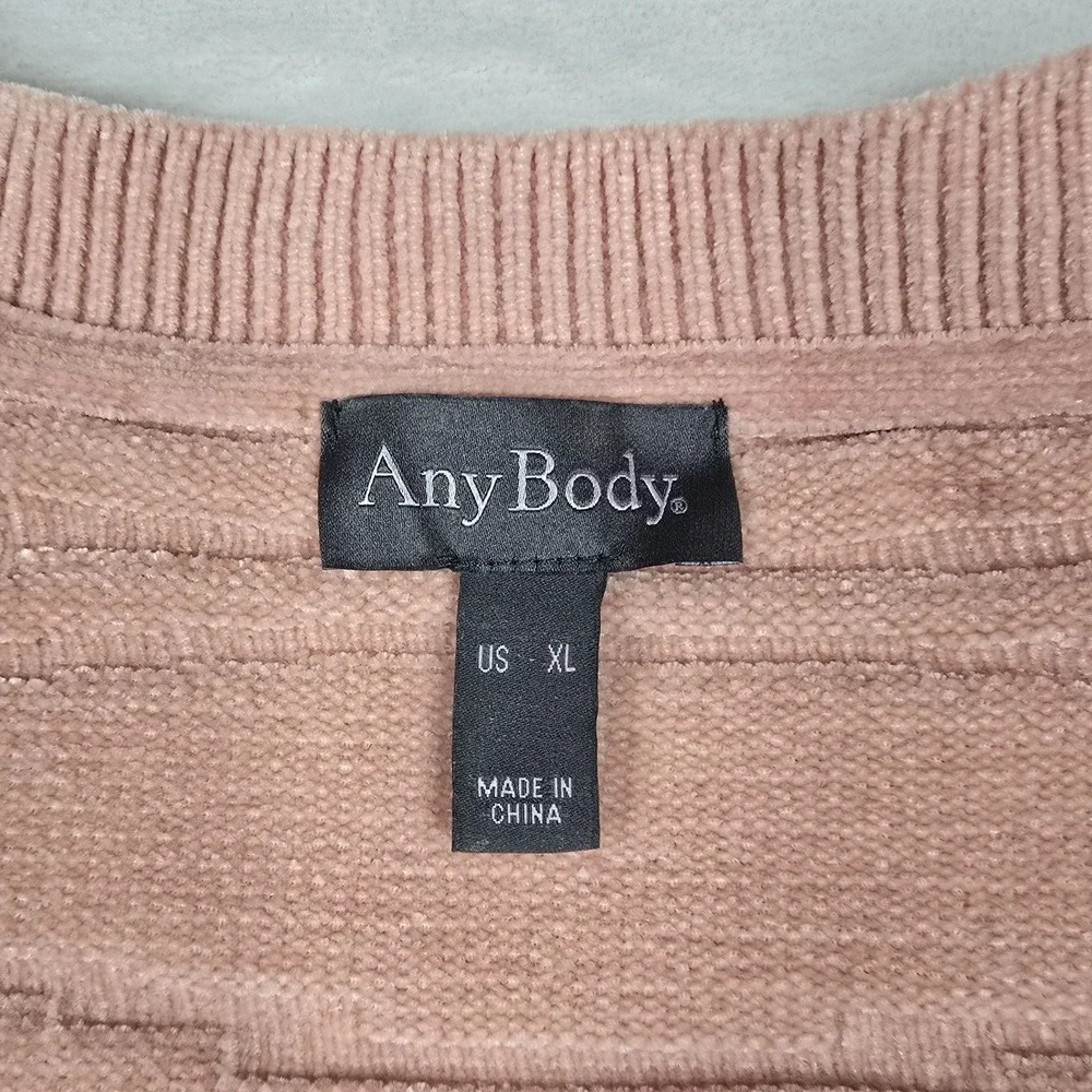 AnyBody Misty Rose‎ Patterned Chenille Slouchy V-Neck Sweater Women's Size XL
